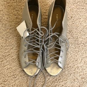 ‼️silver(metallic) laced up block heel‼️